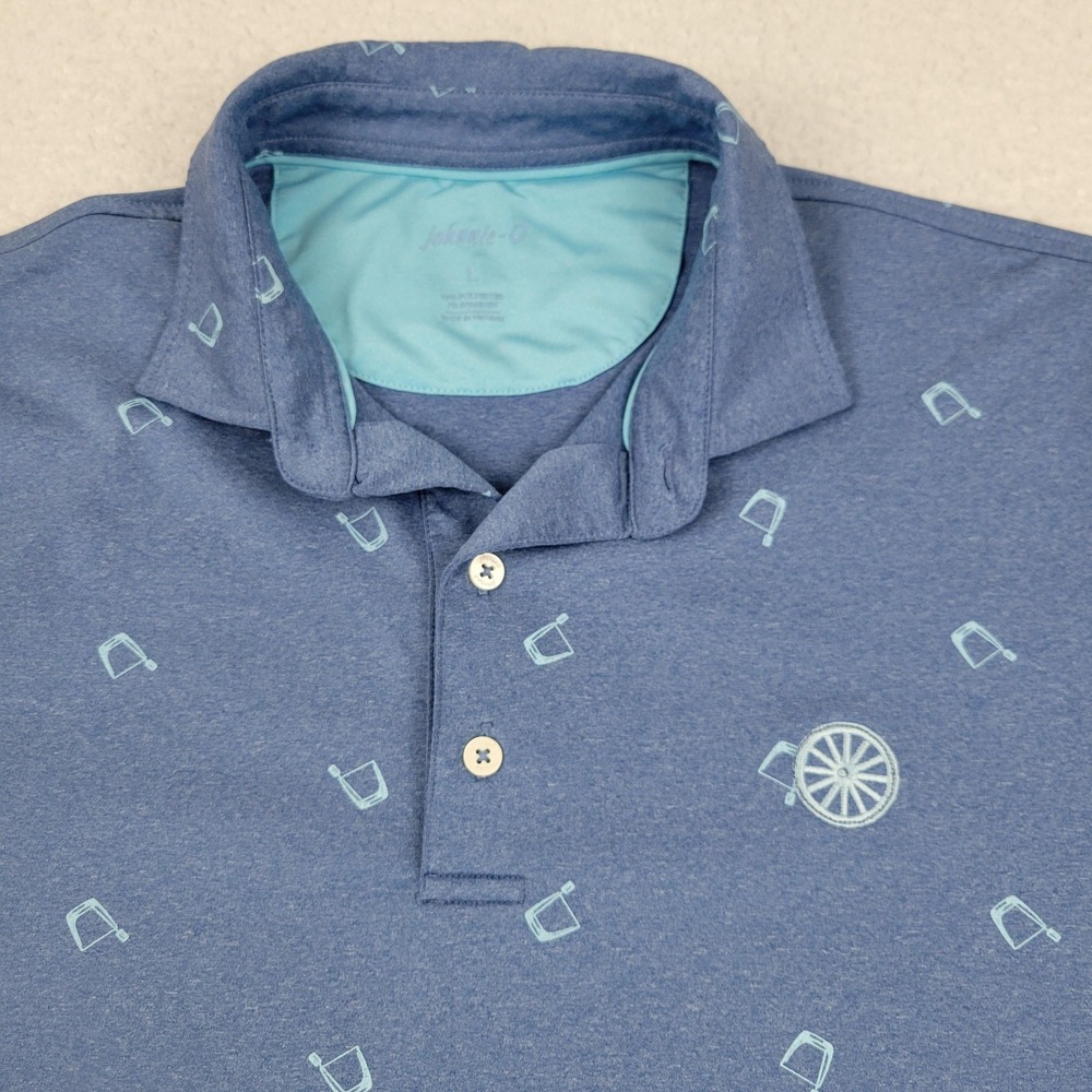 Johnnie-O Polo Shirt Mens Large Blue Lake‎ JMPO4230 Golf Performance Stretch